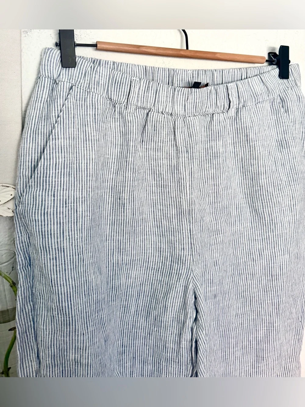 Quince 100% European Linen Pants Striped Size M Coastal